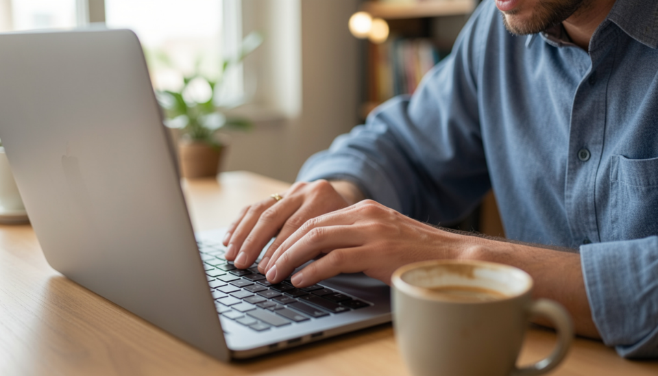 Persoon die offerte leest op computer
